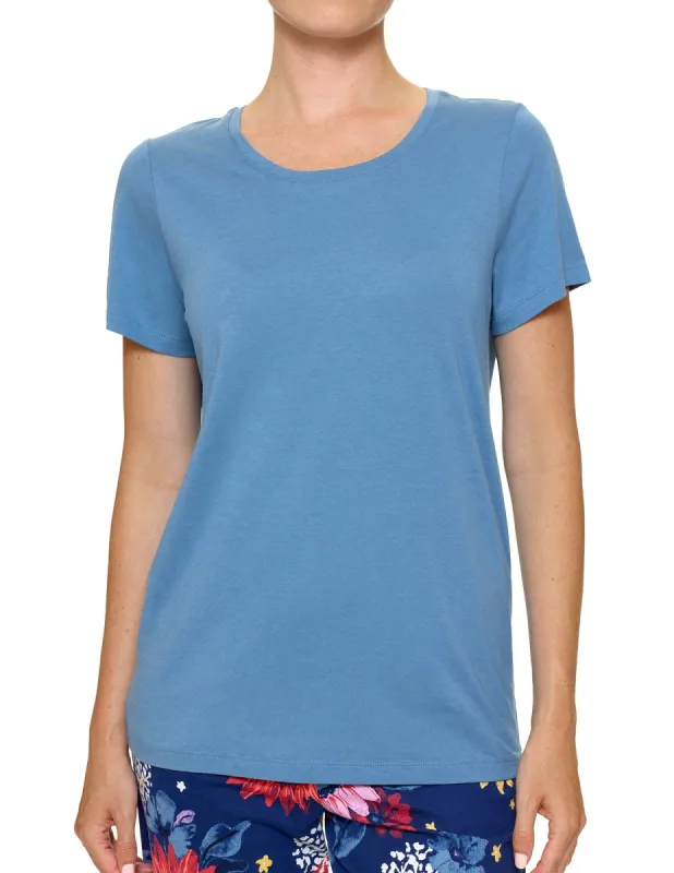 Solid Short Sleeve Scoop Neck PJ Tee sold by HUE