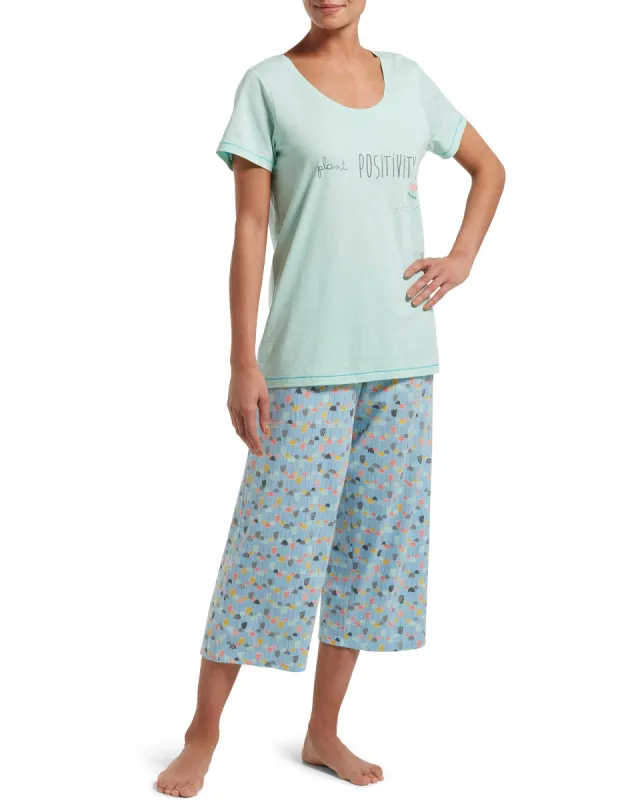 Plant Positivity Capri Pajama Set sold by HUE