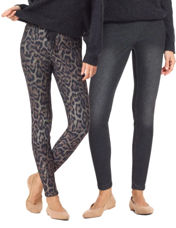 Cheetah Reversible Denim High Rise Leggings sold by HUE