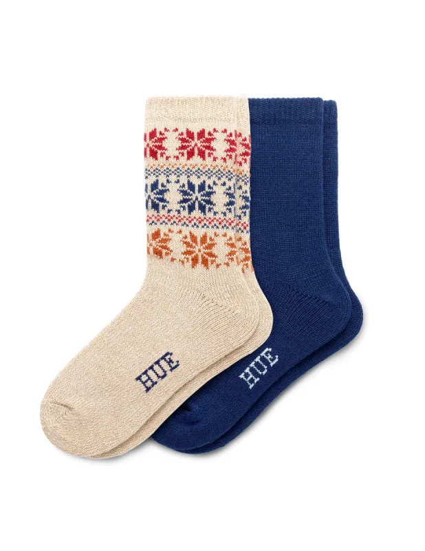 Multi Snowflake Boot Sock 2 Pair Pack sold by HUE