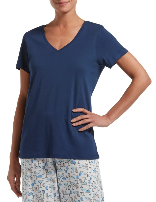 SleepWell V-Neck Short Sleeve Tee sold by HUE