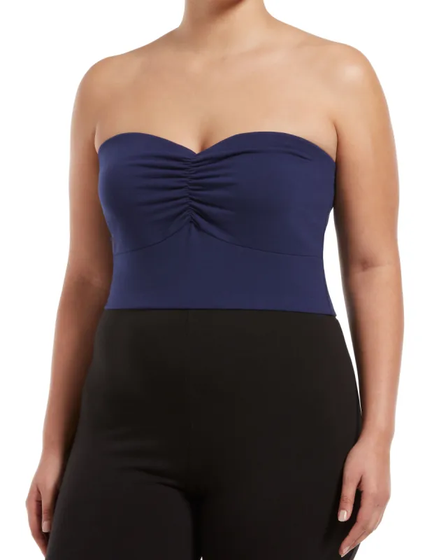 Ruched Blackout Cotton Midriff Bandeau sold by HUE