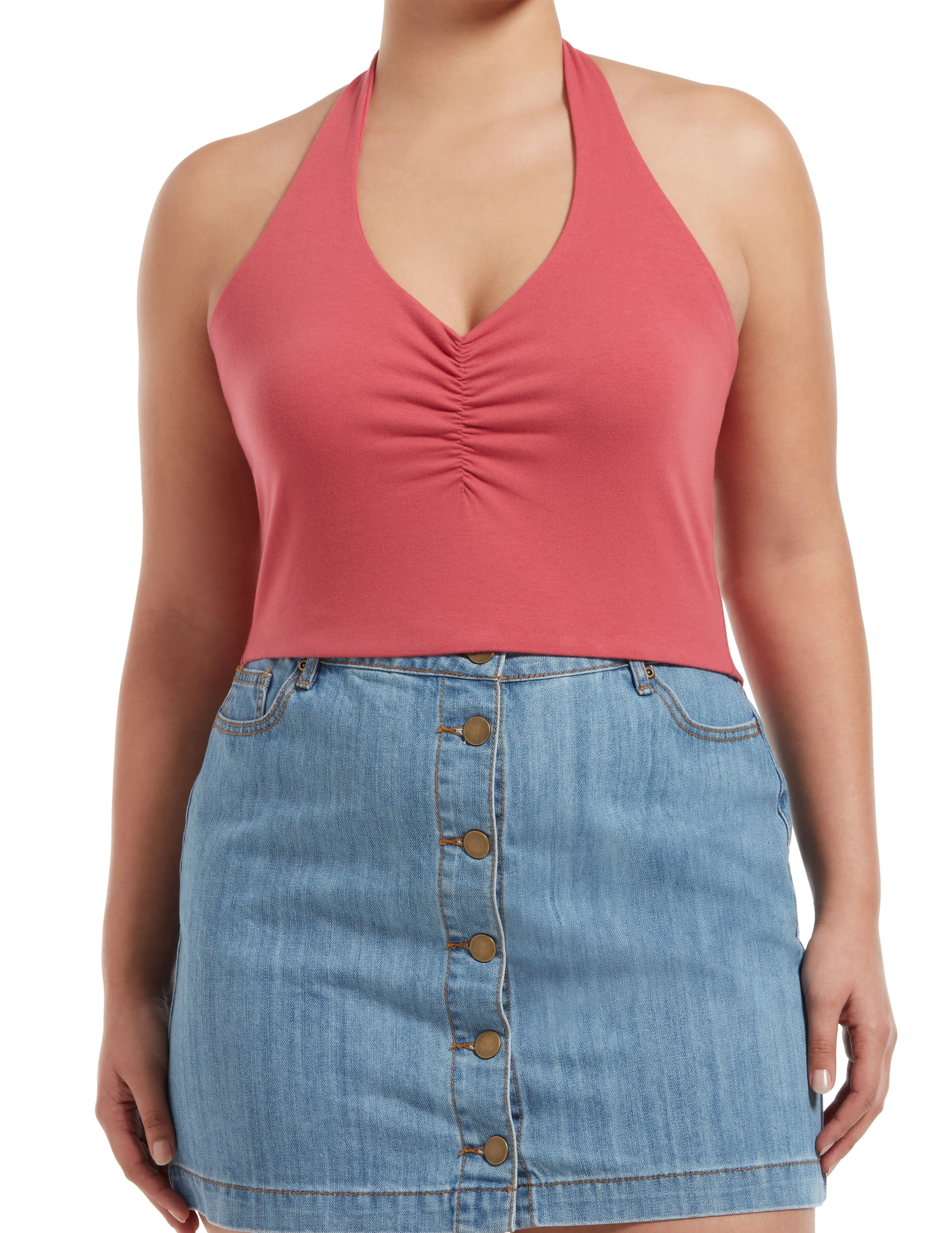 Ruched Blackout Cotton Halter Midriff Bandeau sold by HUE product image thumbnail 2