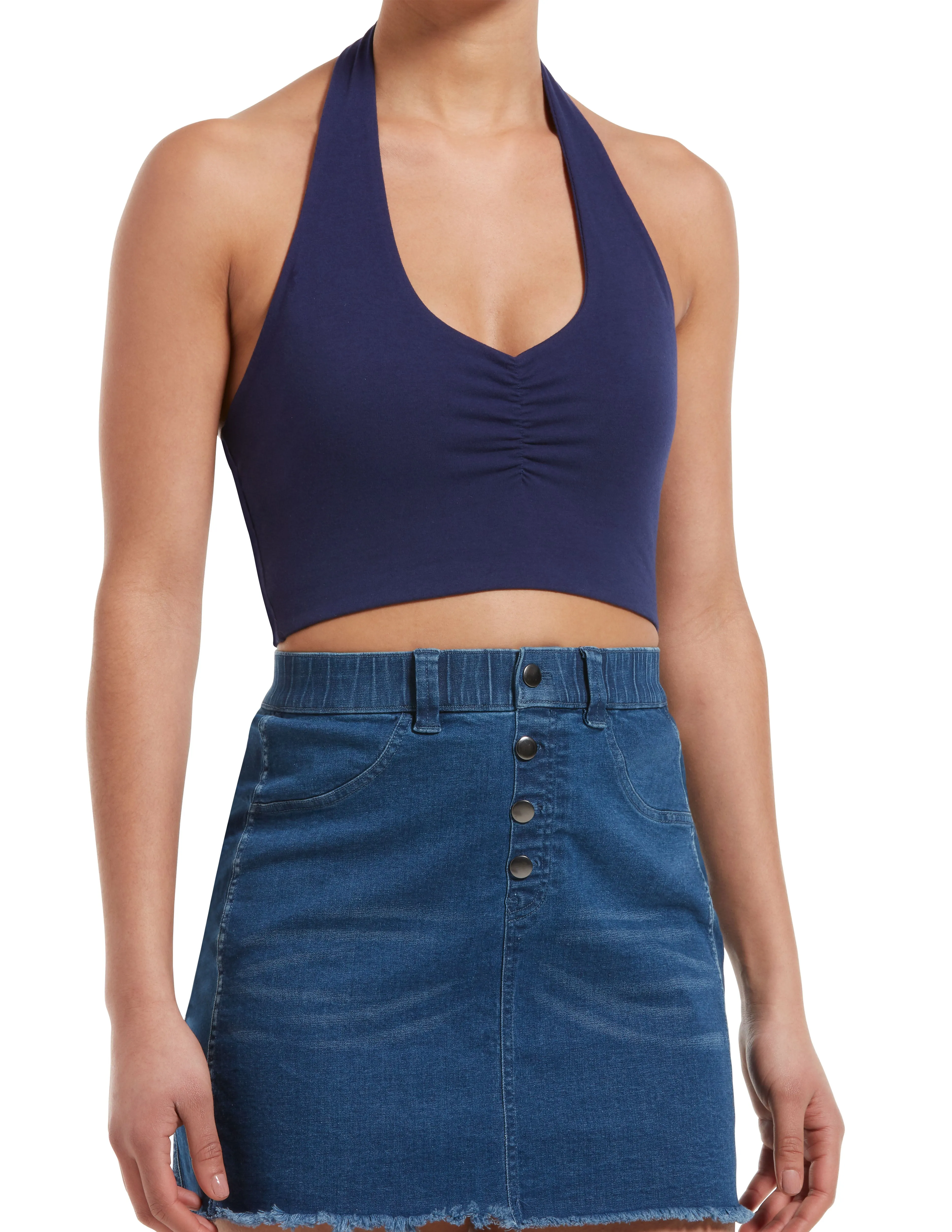 Ruched Blackout Cotton Halter Midriff Bandeau sold by HUE product image thumbnail 2