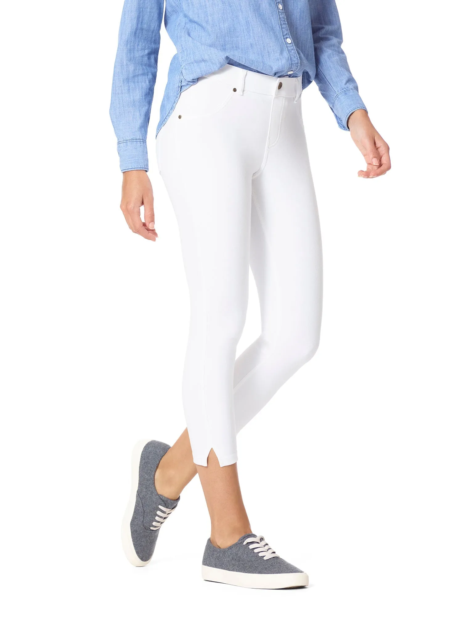 Essential Denim Mid-Rise Capri sold by HUE