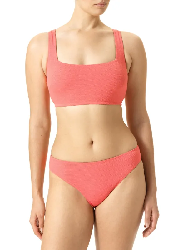 Sunkist Coral Reversible Sporty Bikini Top sold by HUE