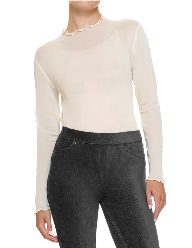Long Sleeve Mesh Top sold by HUE