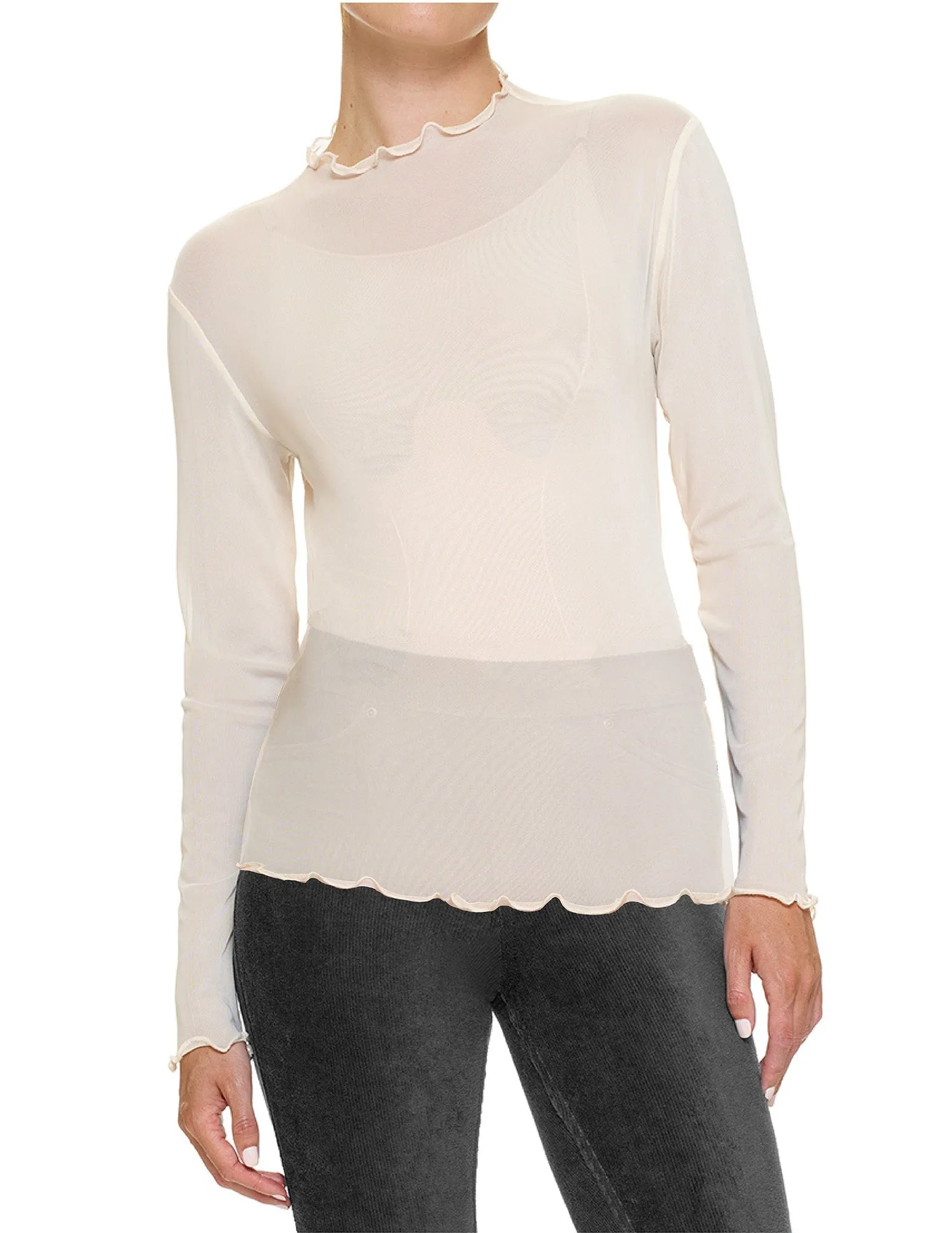 Long Sleeve Mesh Top sold by HUE product image thumbnail 3