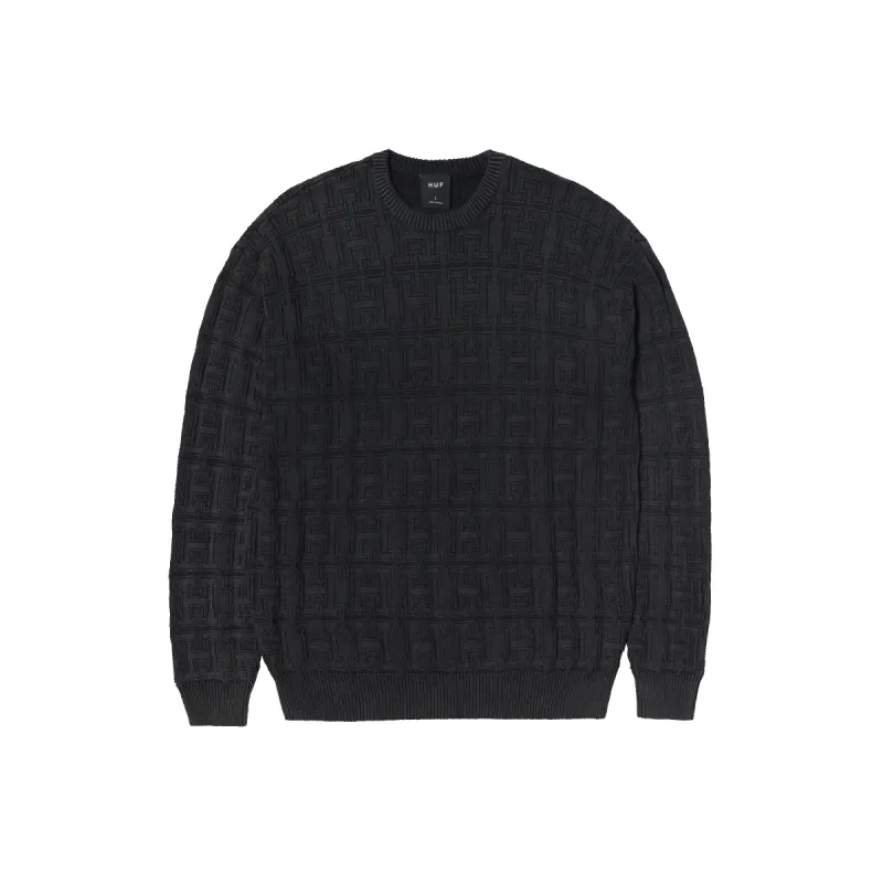 Interlaced Jacquard Overdyed Crew sold by HUF