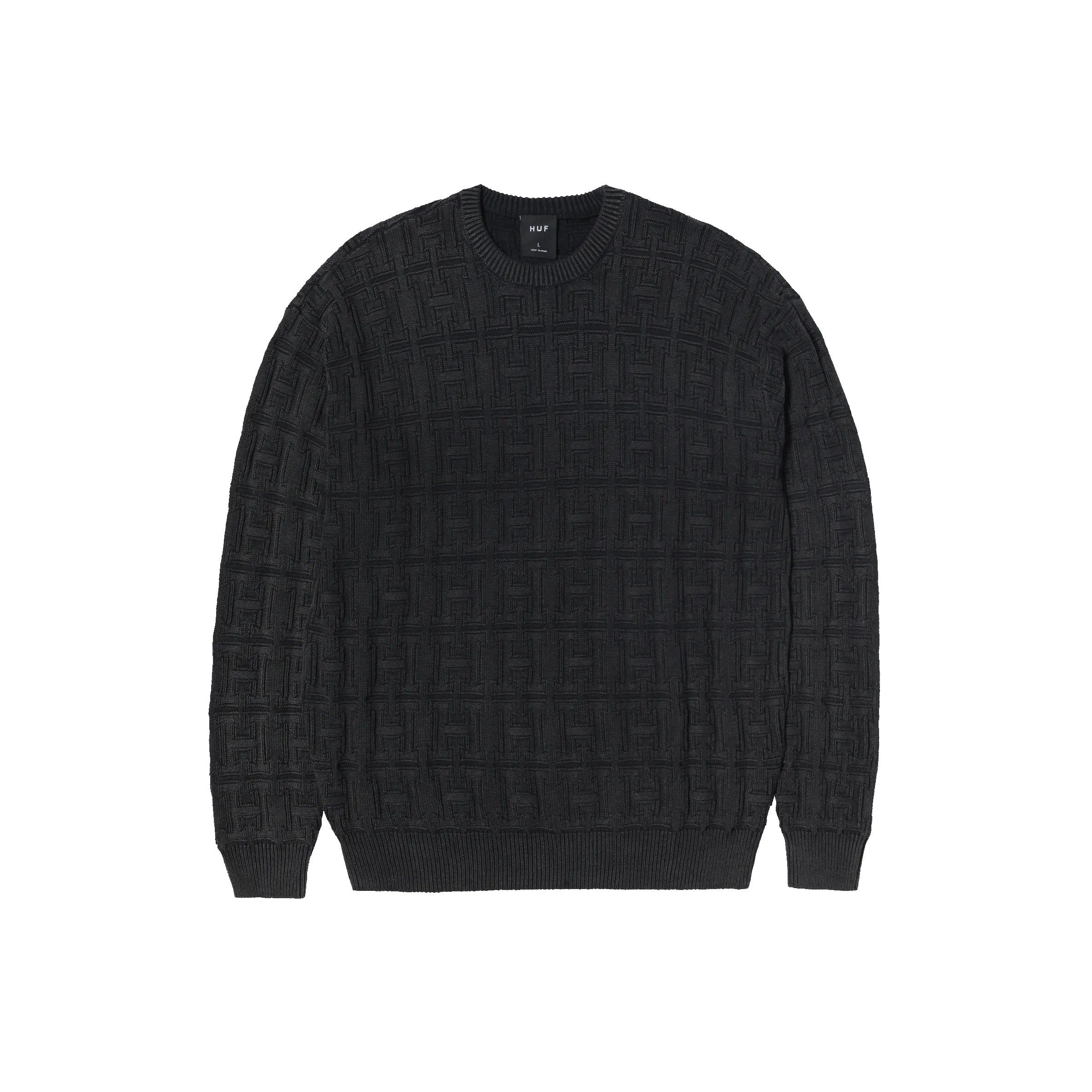 Interlaced Jacquard Overdyed Crew sold by HUF
