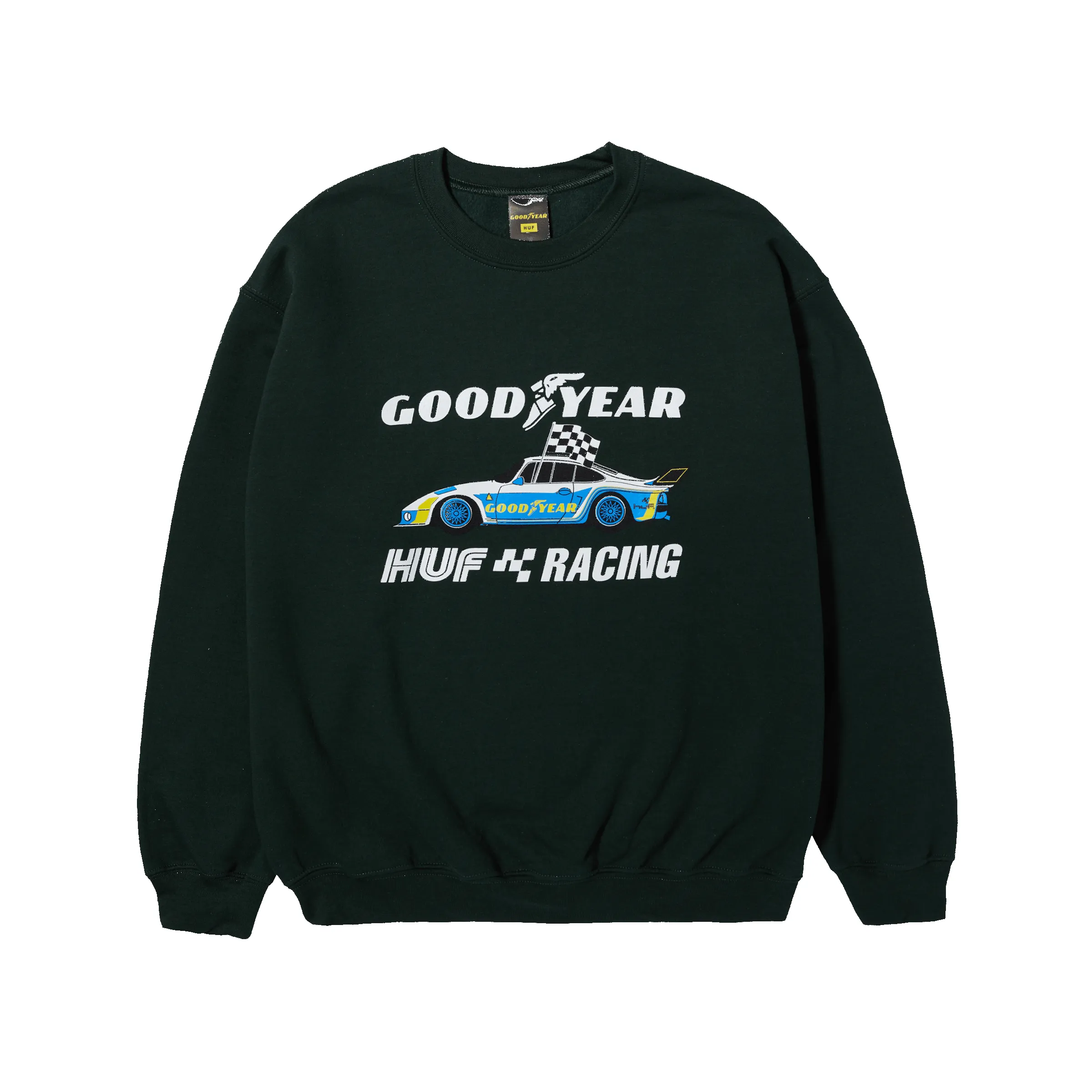 HUF x Goodyear Checkered Flag Crewneck sold by HUF