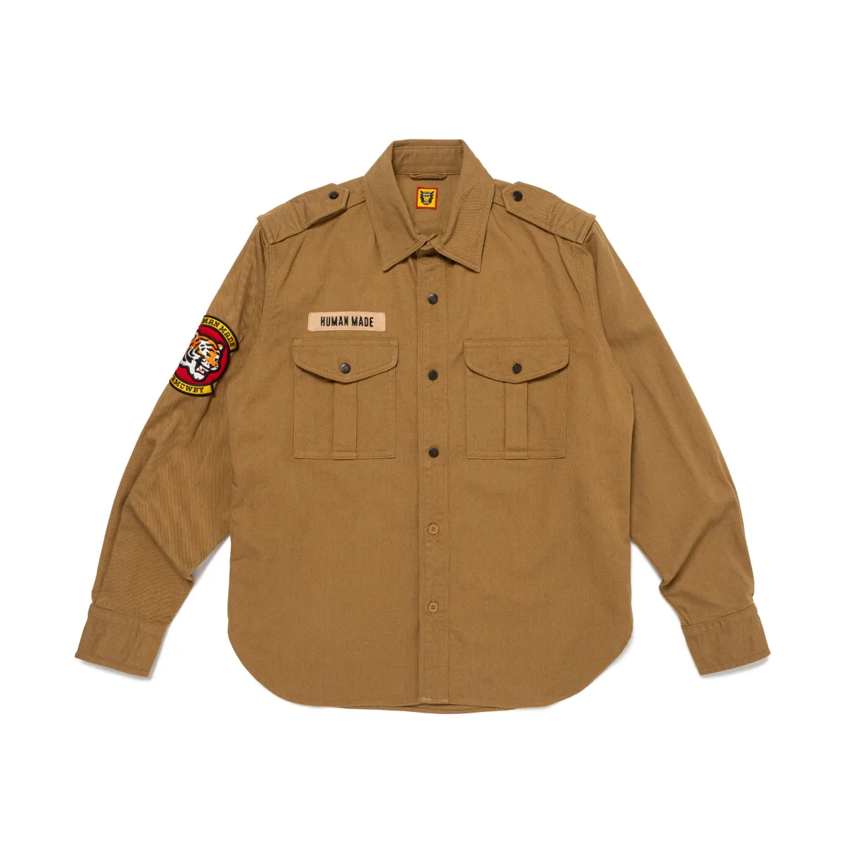 ヒューマンメイド　PATCHED MILITARY SHIRT - BEIGE ヒューマンメイド PATCHED MILITARY SHIRT - BEIGE 【公式通販】