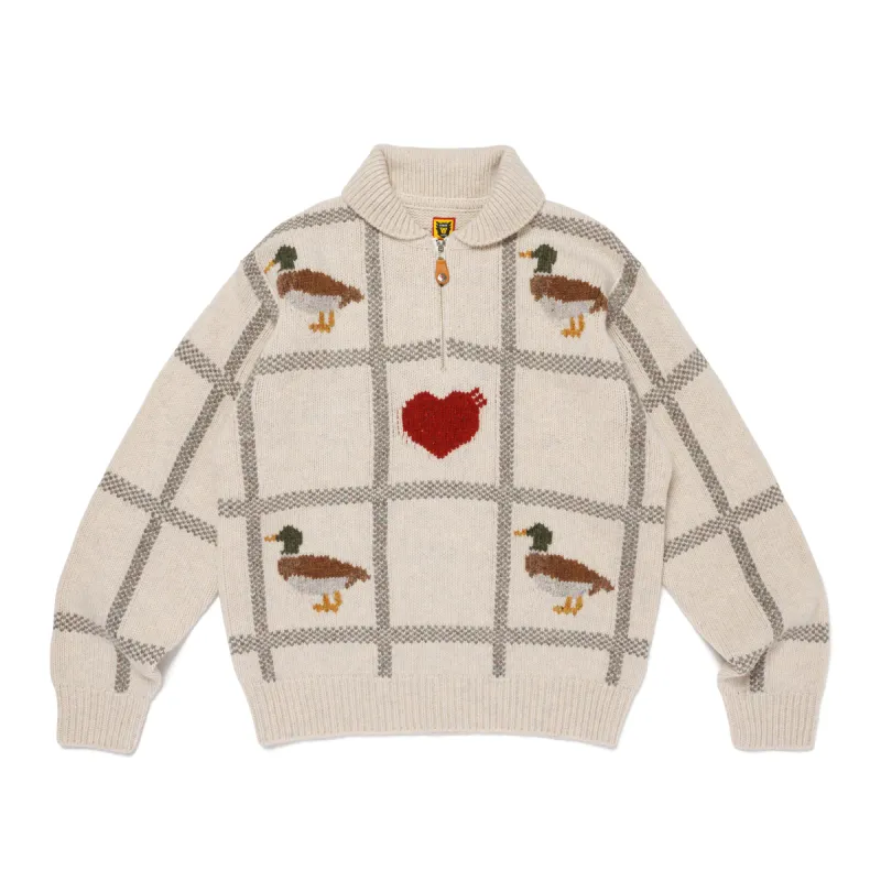 ANIMAL HALF-ZIP KNIT SWEATER sold by Human Made