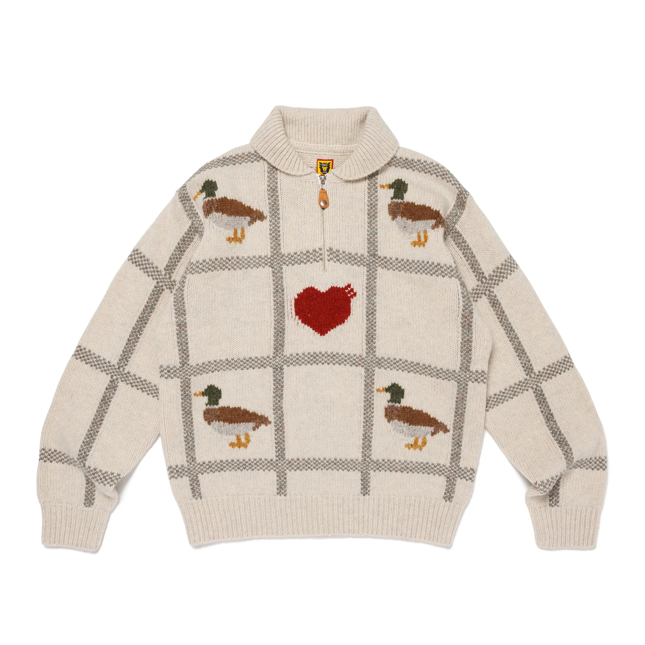 ANIMAL HALF-ZIP KNIT SWEATER sold by Human Made