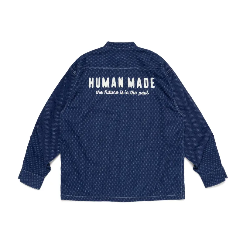INDIGO STAND COLLAR SHIRT sold by Human Made