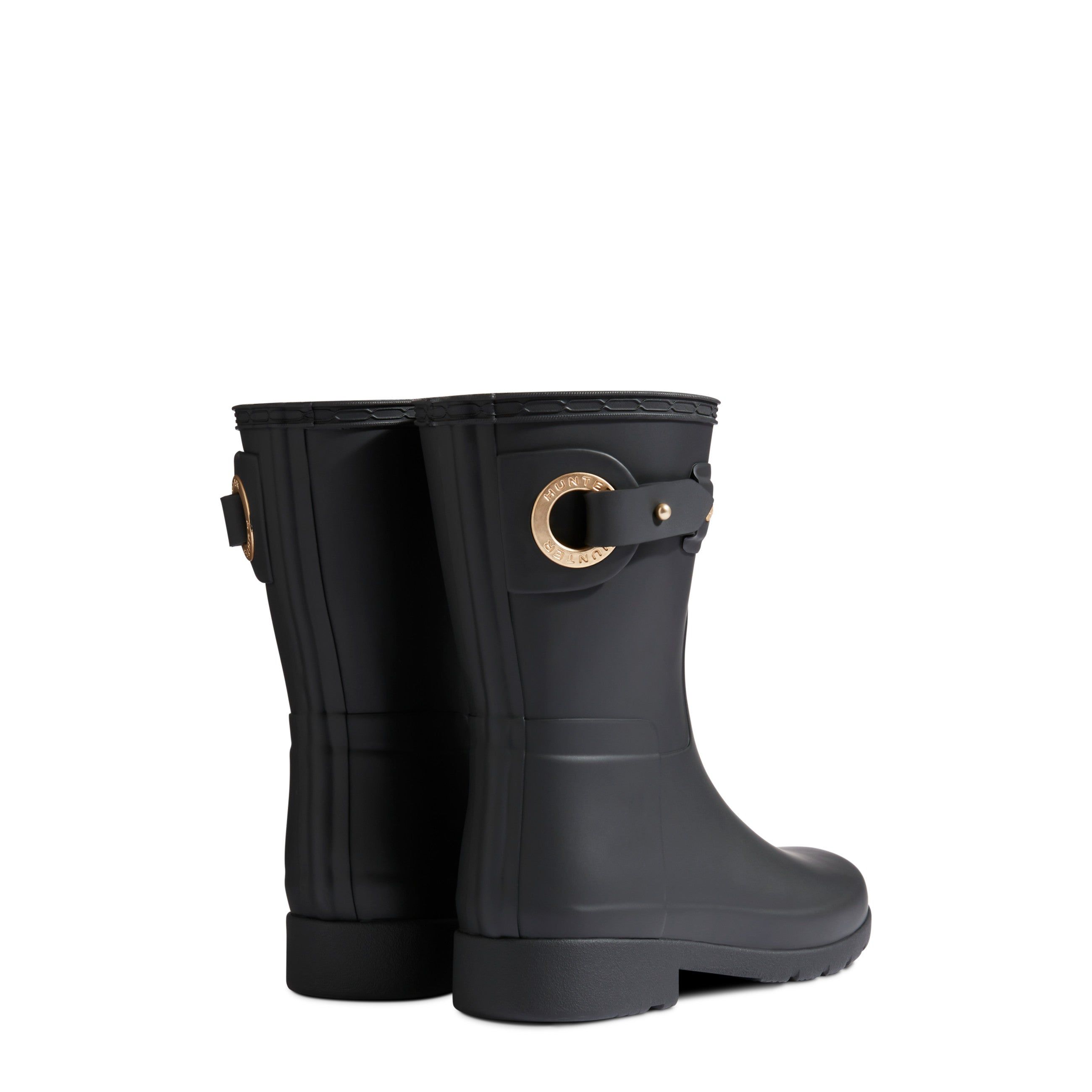 ☆HUNTER☆ WOMEN REFINED EYELET BUCKLE SHORT RAIN BOOTS BLAC Women's Refined Short Eyelet Buckle Boots | Parallel