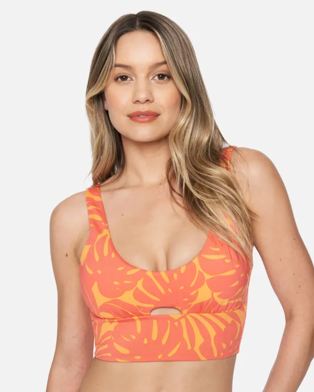 Hurley X Moore Aloha Max Solid Long Line Bikini Top sold by Hurley