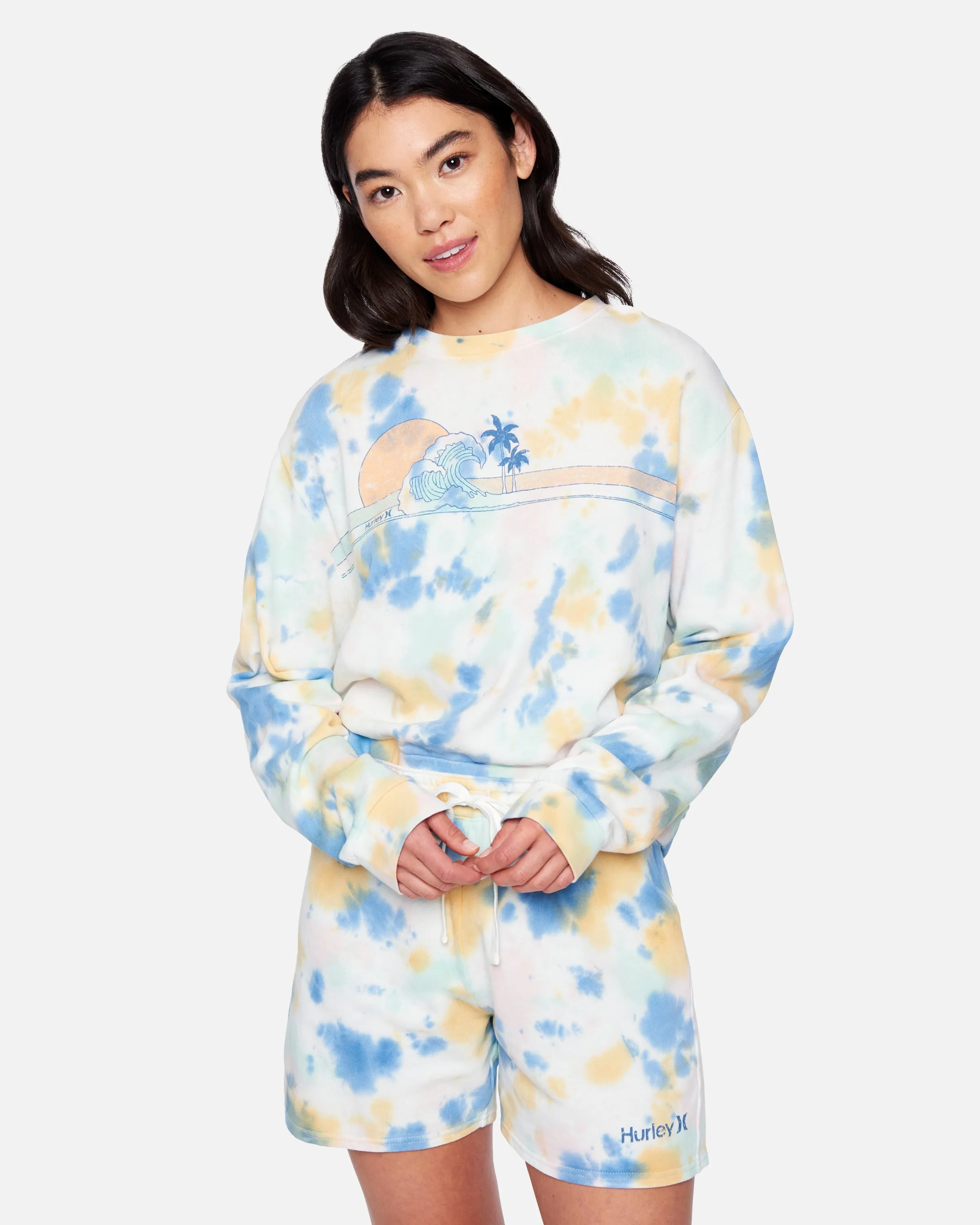 Raya Tie Dye Cropped Crew Sweatshirt sold by Hurley