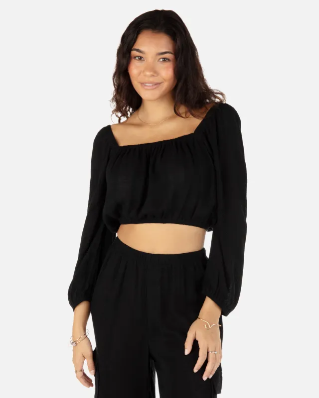 Stripe Gauze Long Sleeve Top sold by Hurley