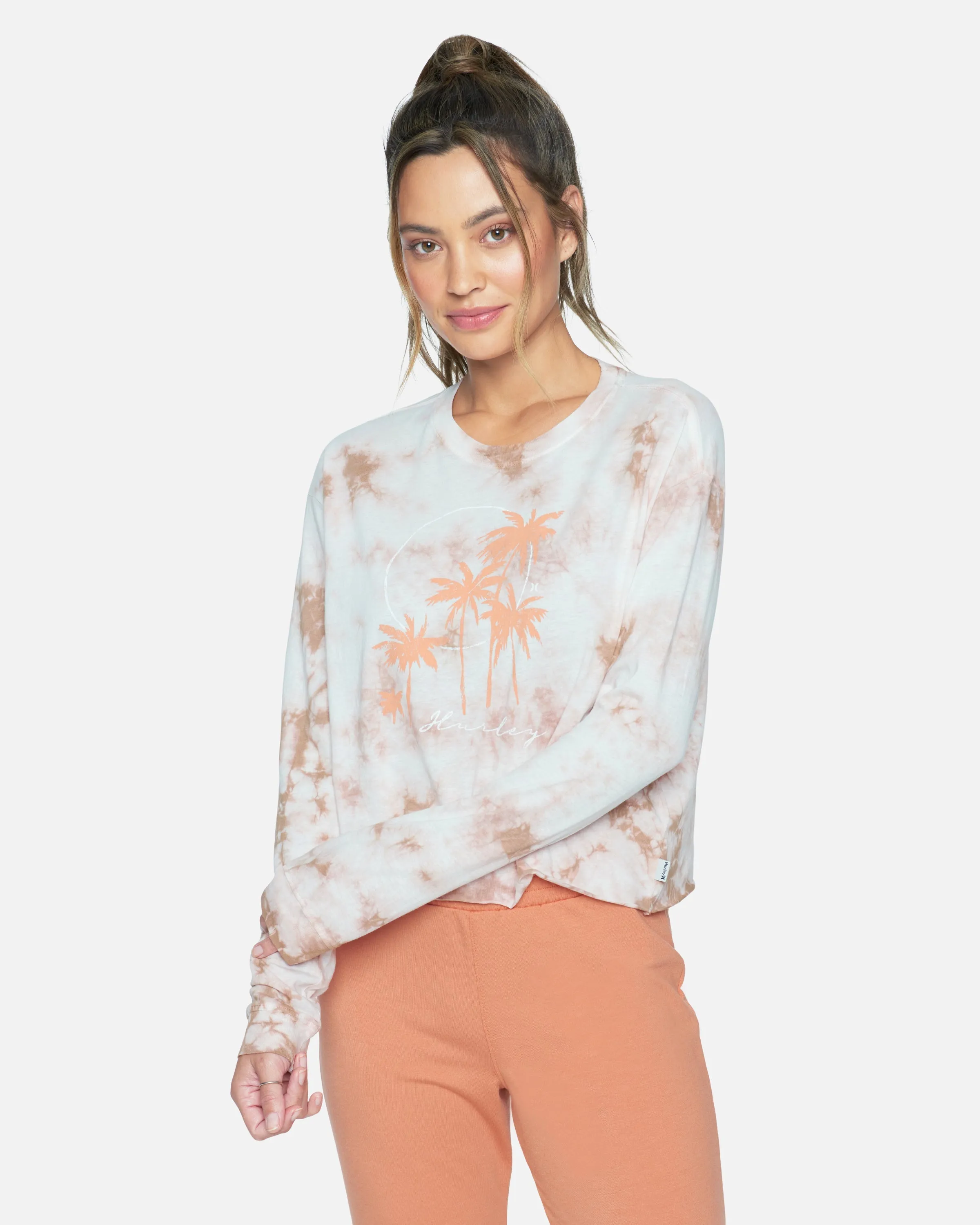 TARYN TIE DYE CROPPED LONG SLEEVE TEE sold by Hurley