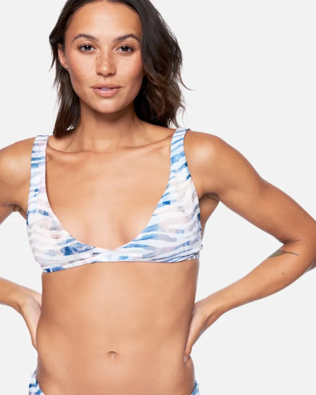 Zebra Color Wash Wrap Bikini Top made by Hurley