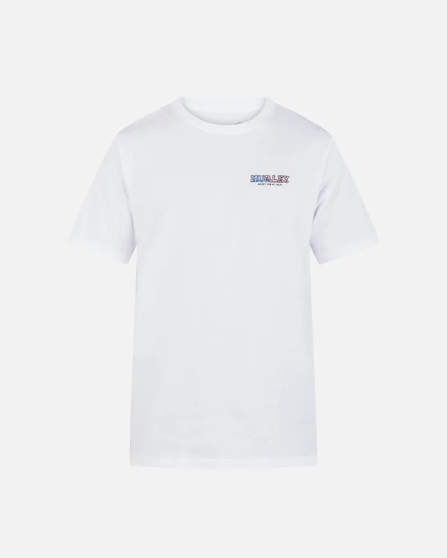 Everyday Shred White And Blue Short Sleeve Shirt made by Hurley