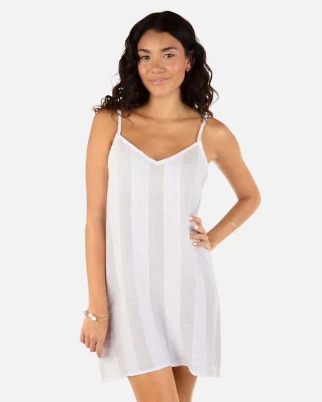 Stripe Gauze V Front Mini Dress sold by Hurley