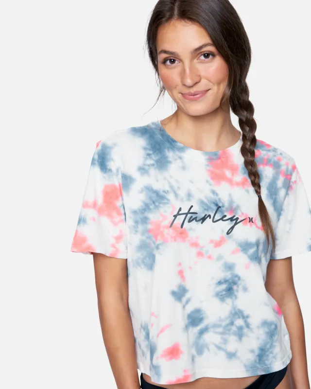 Scripty Tie Dye Cropped Tee sold by Hurley