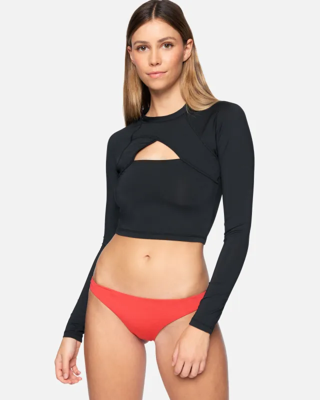 Solid Cropped Cross Yoke Rashguard sold by Hurley