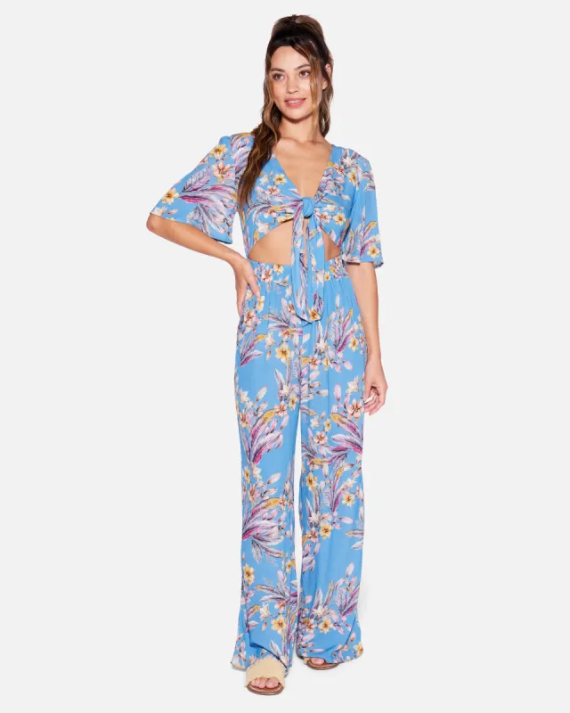 Flora Tie Front Jumpsuit made by Hurley
