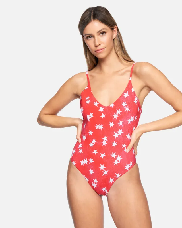 Star Spangled Low Back One Piece sold by Hurley