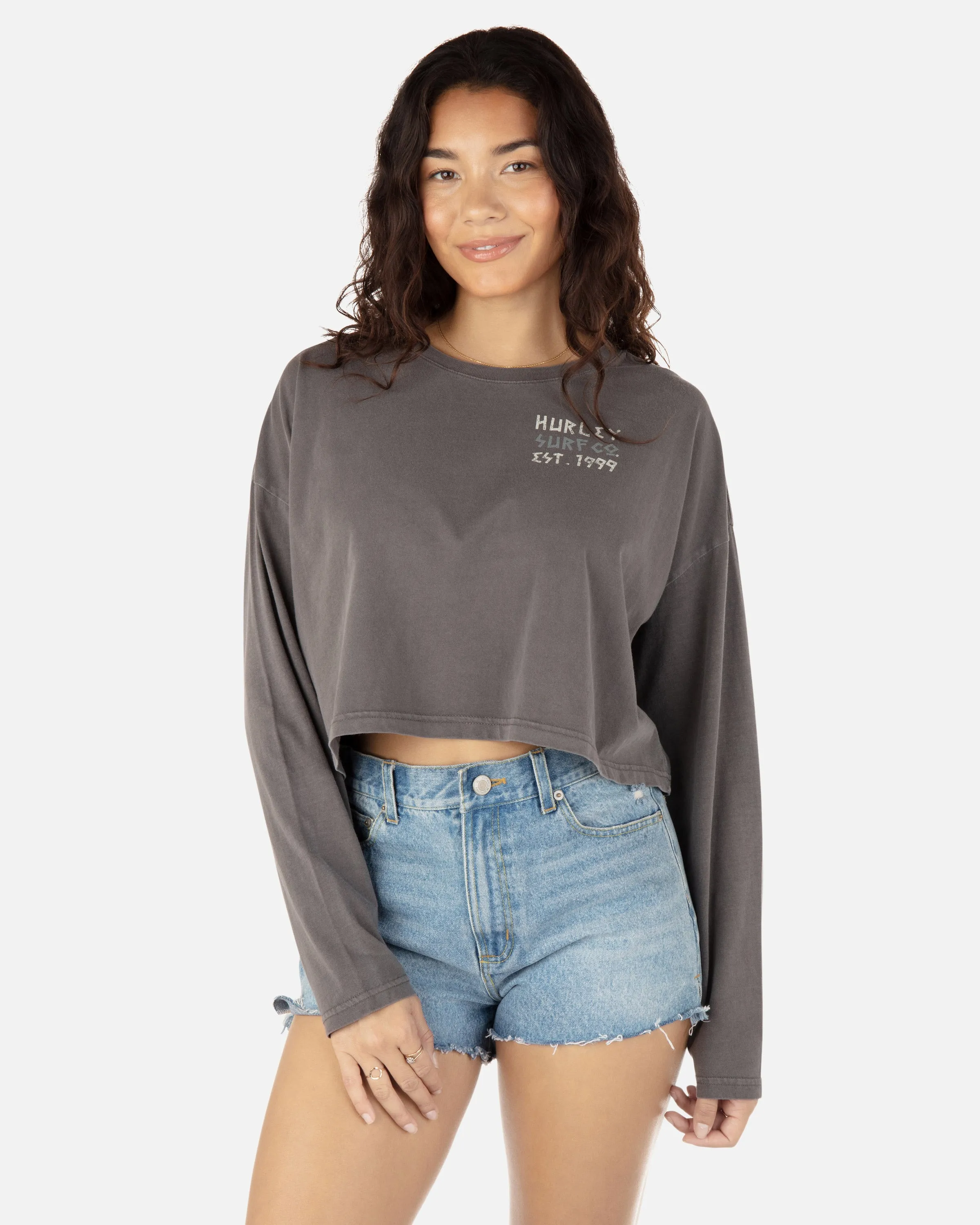 Tiger Milk Long Sleeve Relaxed Cropped Tee sold by Hurley