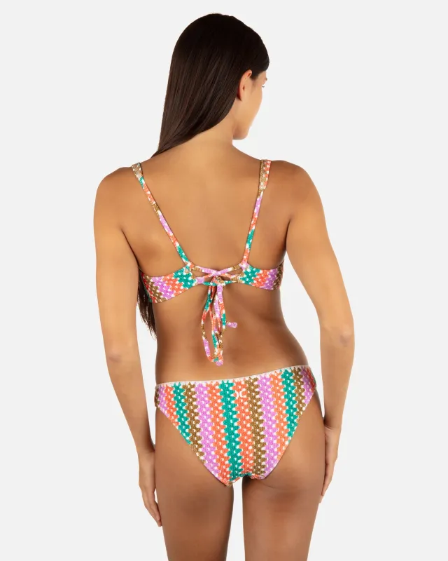 Printed Stripe Crochet Scrunch Moderate Bottom sold by Hurley