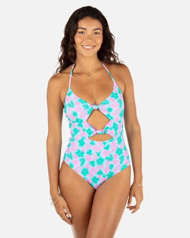 Lani Floral Cheeky Knot One Piece sold by Hurley