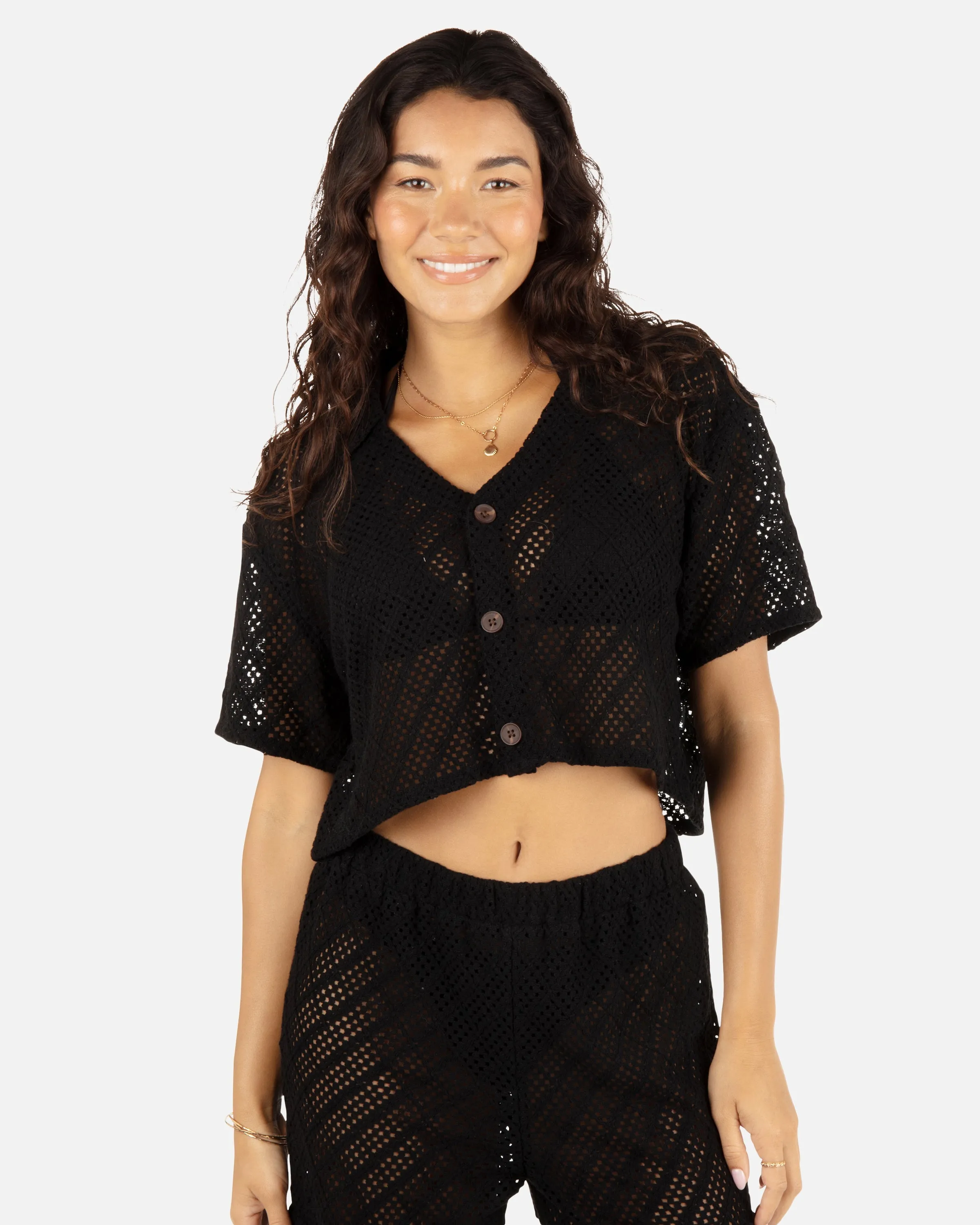 Crochet Camp Shirt sold by Hurley