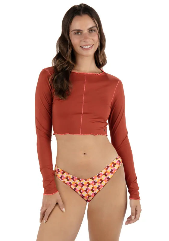 Solid Crop Long Sleeve Rashguard made by Hurley