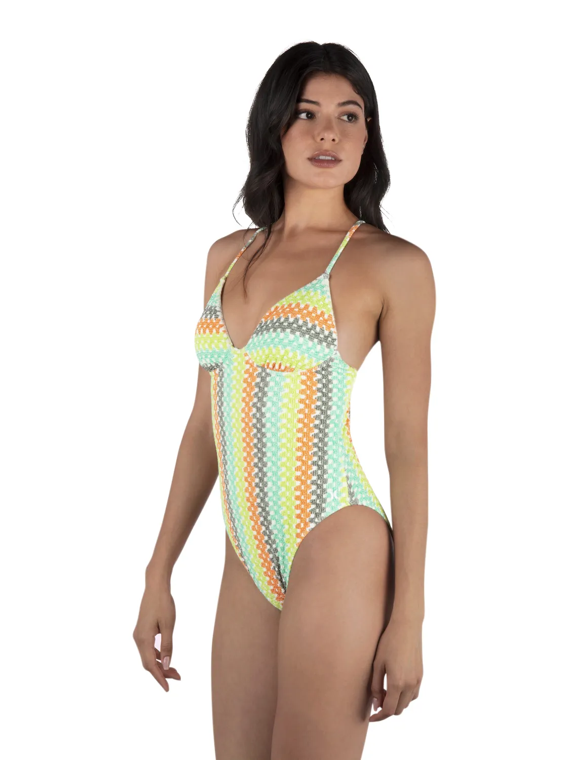 Stripe Crochet Scrunch Moderate One Piece sold by Hurley product image thumbnail 2
