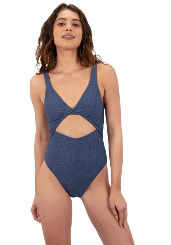 New Wave Jacquard Twist Front Cheeky One Piece sold by Hurley