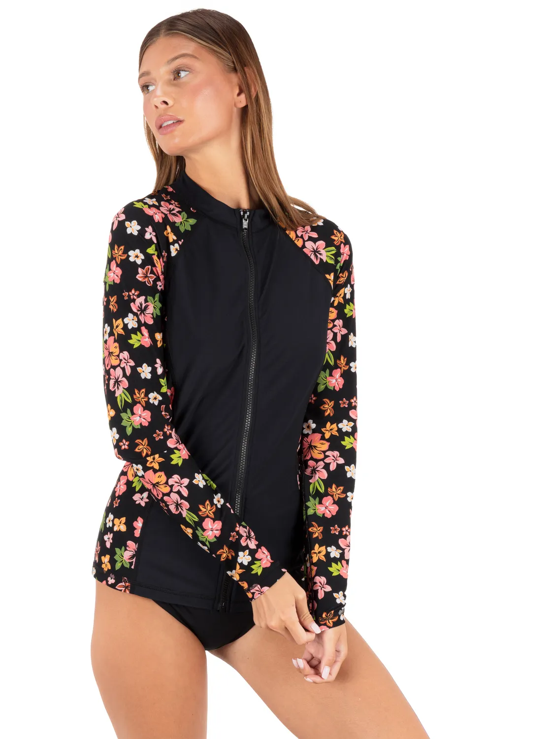 Hibiscus Dream Long Sleeve Front Zip Rashguard sold by Hurley product image thumbnail 3