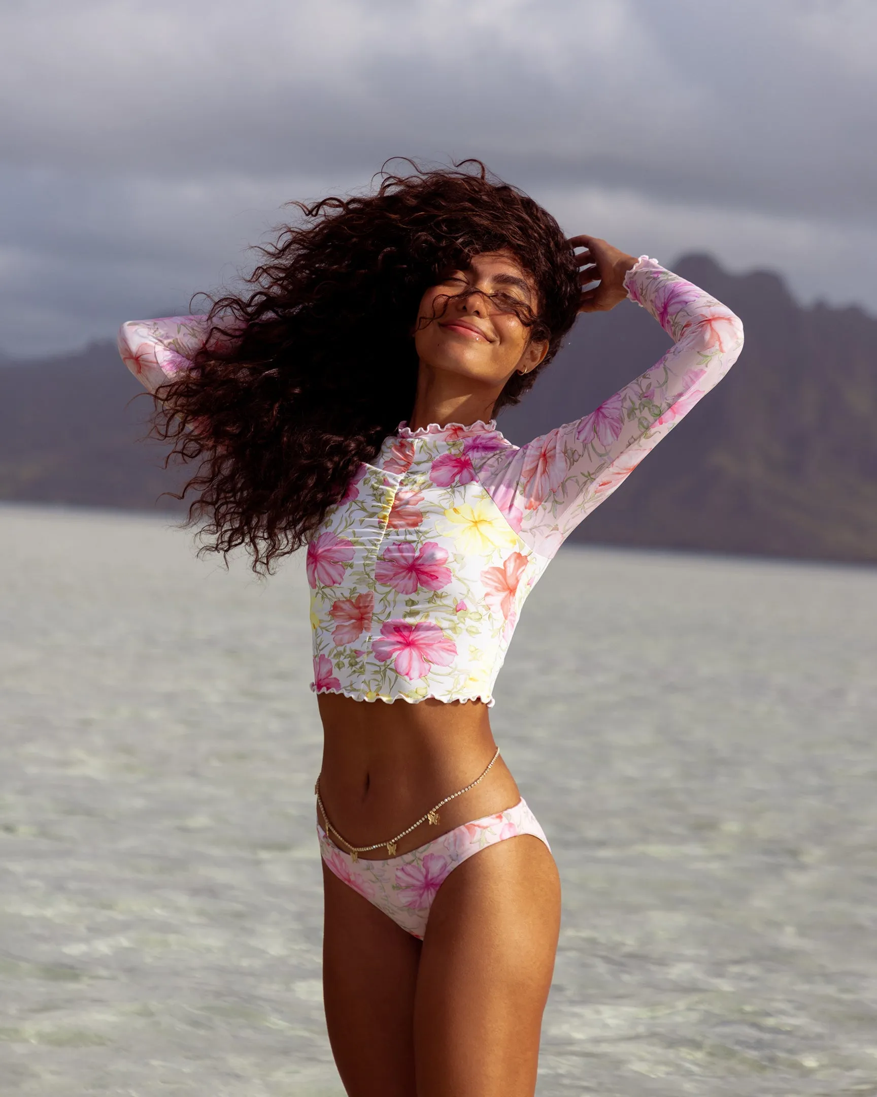 LoveShackFancy x Hurley - Hibiscus Cropped Long Sleeve Rashguard sold by Hurley product image thumbnail 2