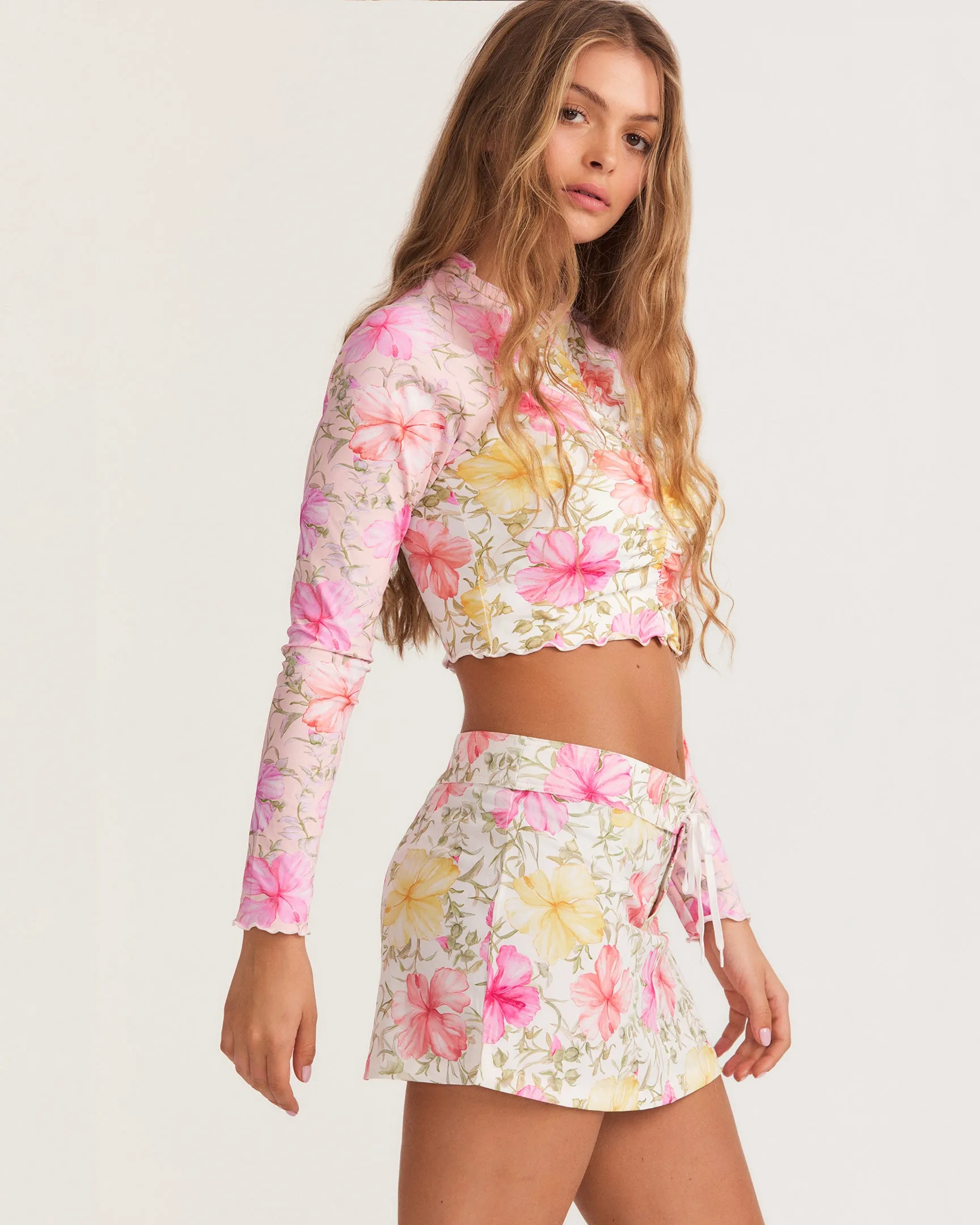 LoveShackFancy x Hurley - Hibiscus Cropped Long Sleeve Rashguard sold by Hurley product image thumbnail 4