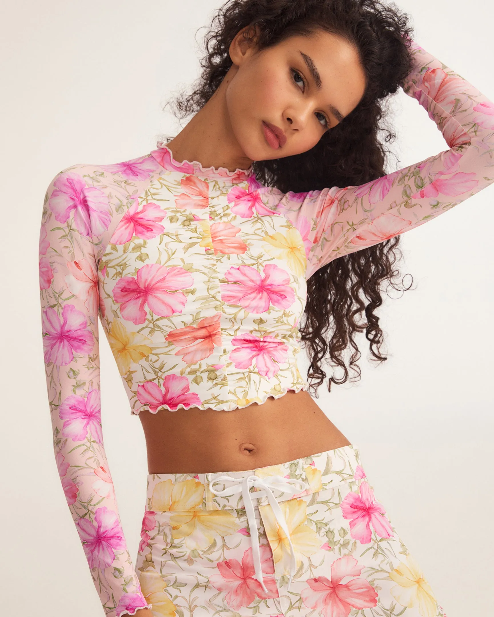 LoveShackFancy x Hurley - Hibiscus Cropped Long Sleeve Rashguard sold by Hurley product image thumbnail 5