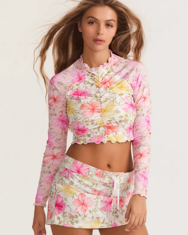 LoveShackFancy x Hurley - Hibiscus Cropped Long Sleeve Rashguard made by Hurley