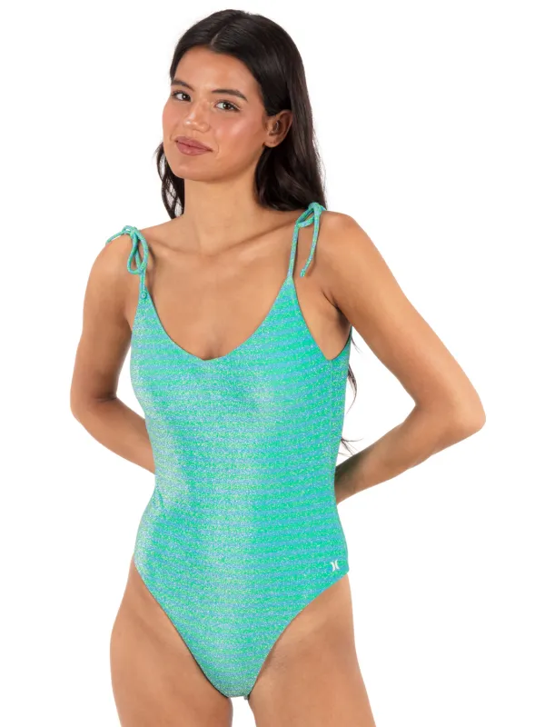 Shine Stripe Cheeky One Piece sold by Hurley