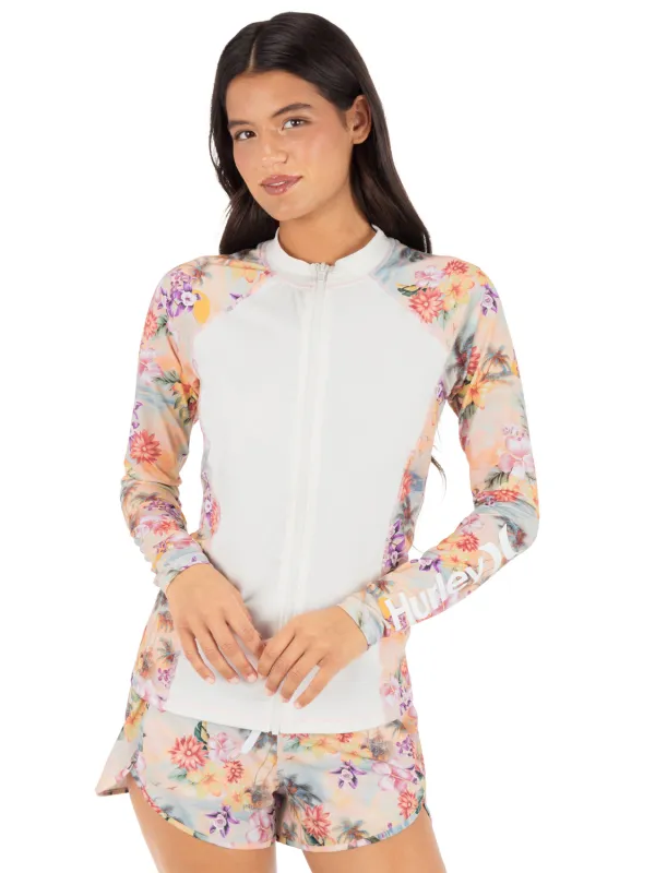 Scenic Sunset Long Sleeve Front Zip Rashguard made by Hurley