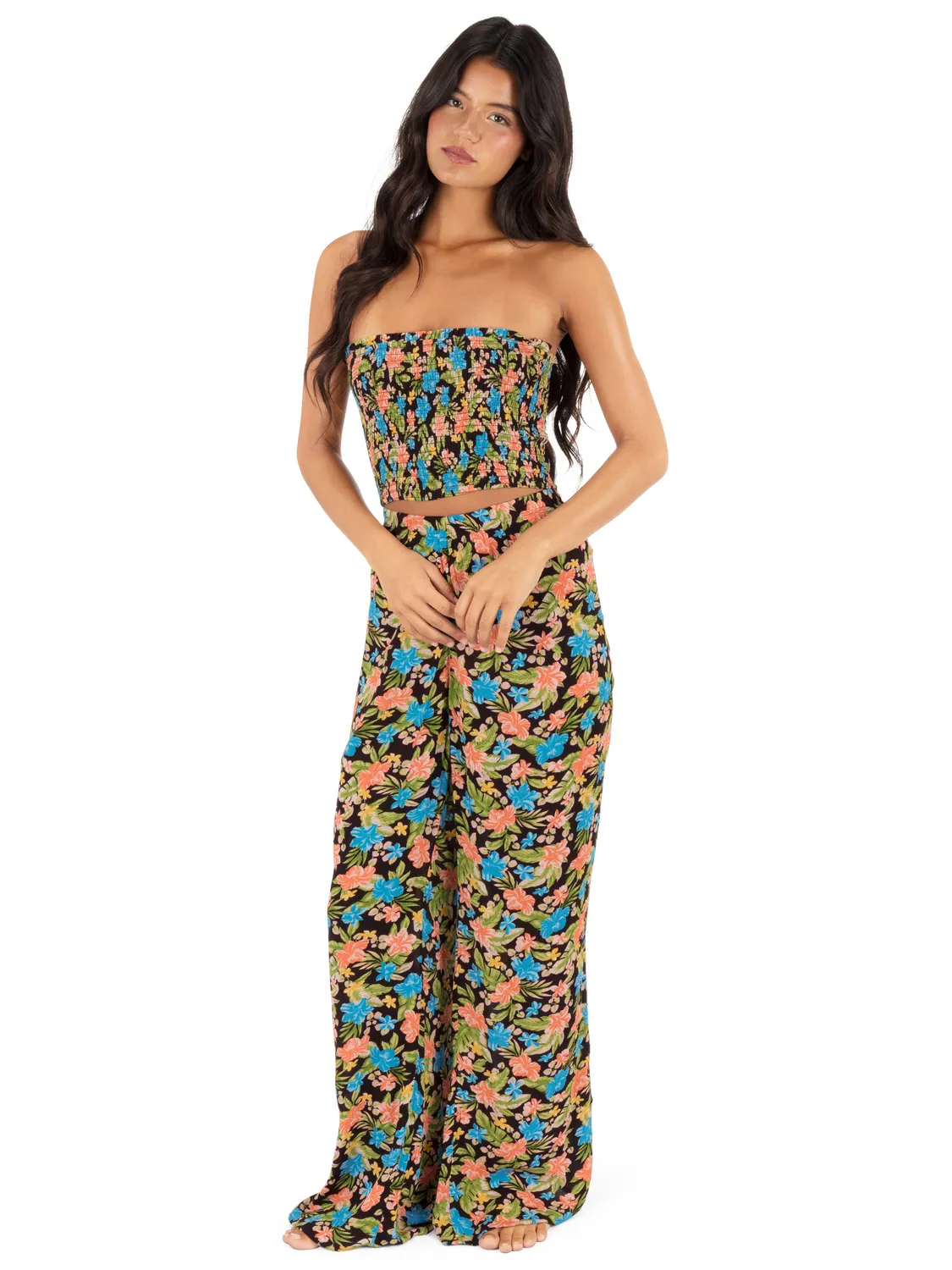 Miami Garden Smocked Crop Top sold by Hurley