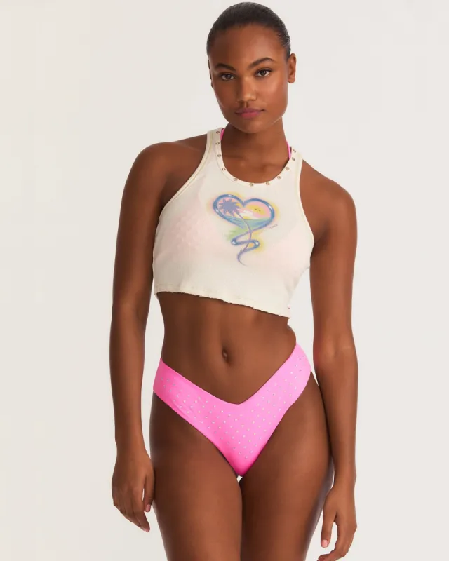 LoveShackFancy x Hurley - Rhinestone V Front Skimpy Bikini Bottom sold by Hurley