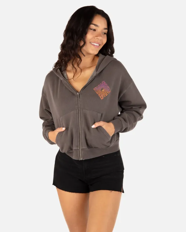 In Balance Crop Zip Up Hoodie made by Hurley