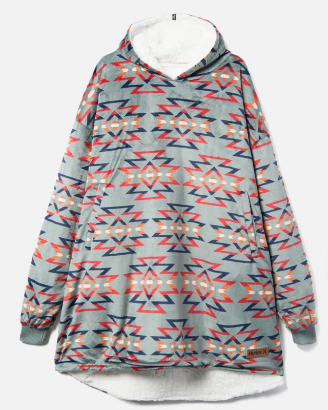 Aztec Print Oversized Hooded Blanket Poncho sold by Hurley