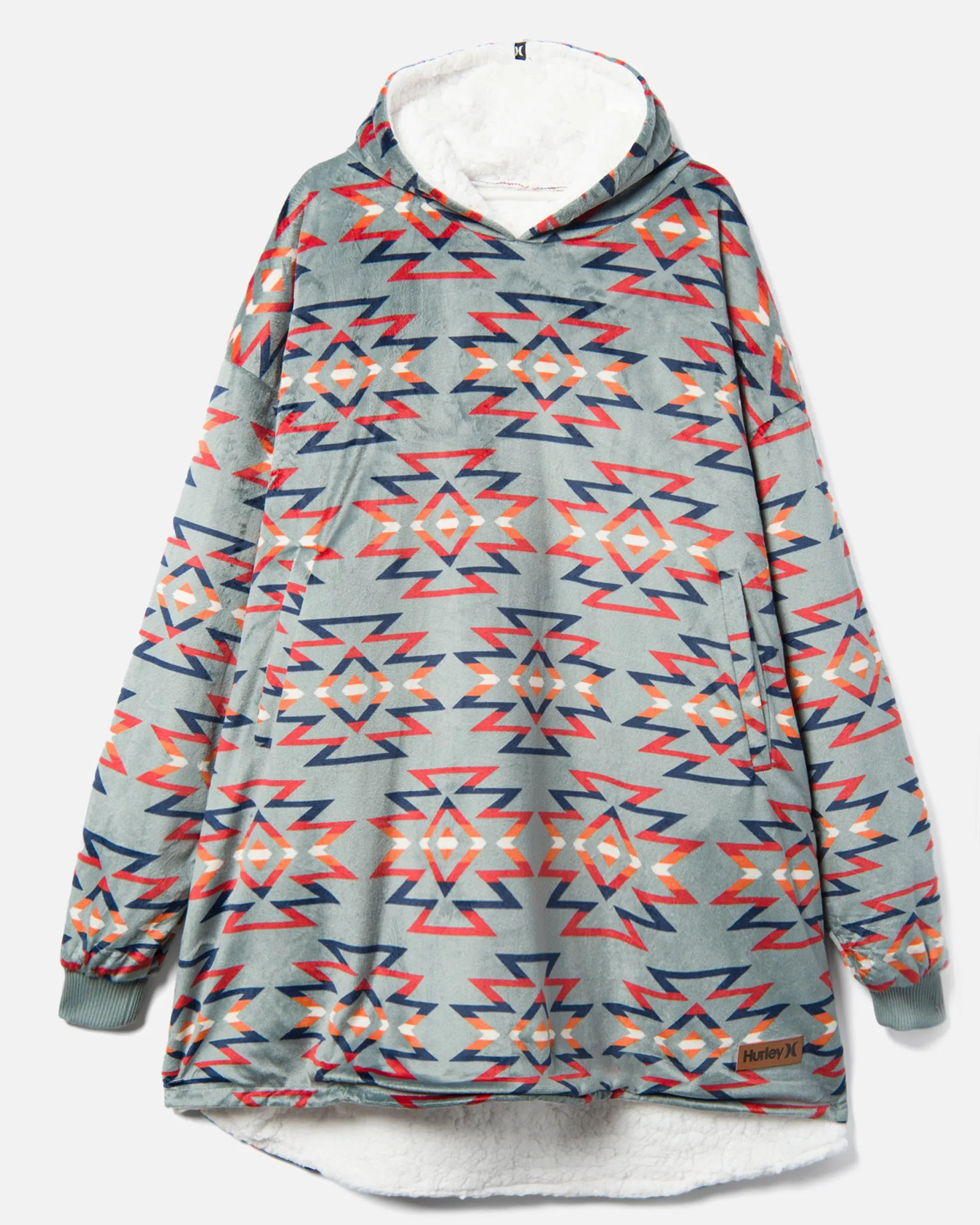 Aztec Print Oversized Hooded Blanket Poncho sold by Hurley